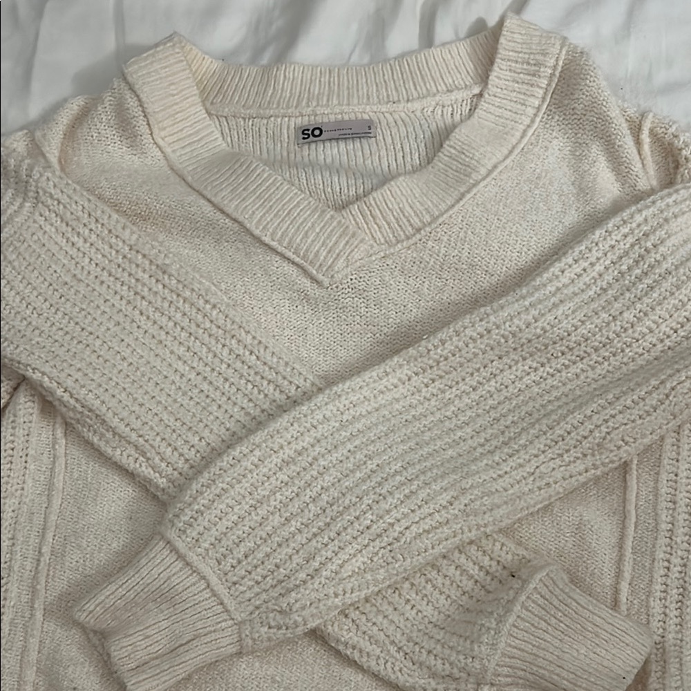 SO V-Neck Cream Sweater